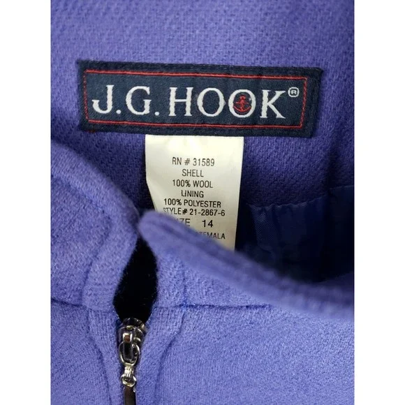 JG Hook Jacket Women's Size 14 Purple Wool Lined Long Sleeve Cropped flaw - Picture 2 of 9
